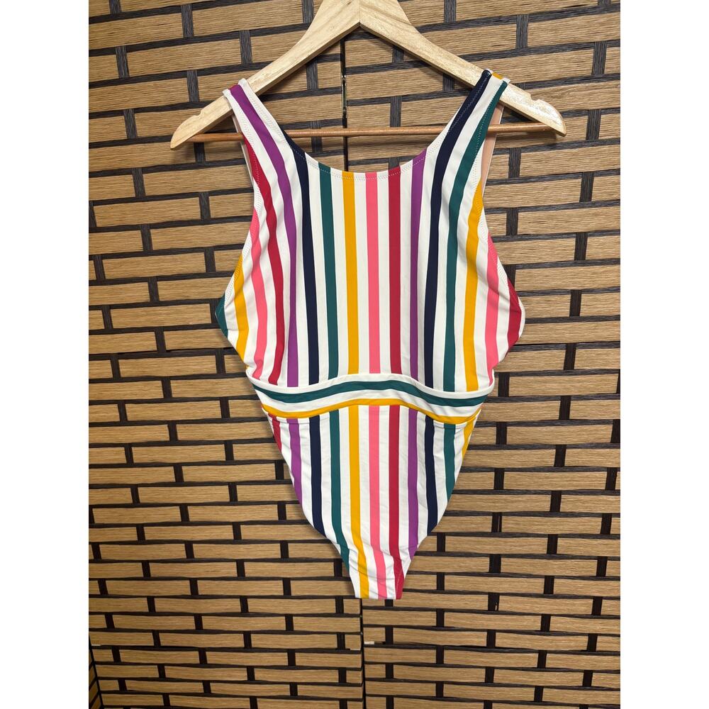 J. Crew Multi Color Stripe One Piece Swimsuit Size 12